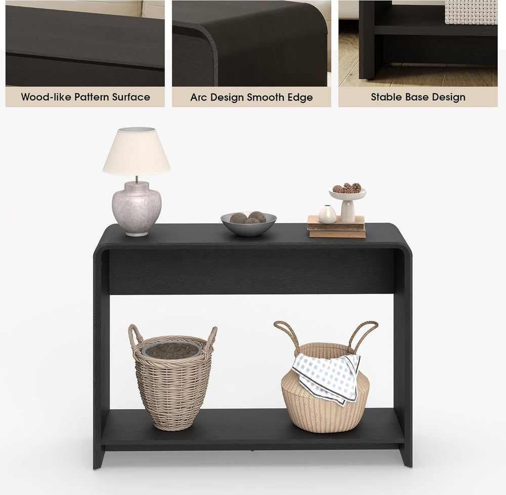 42.3" Modern U-Shaped Console Table, 11.5" Narrow Waterfall Entrywa...