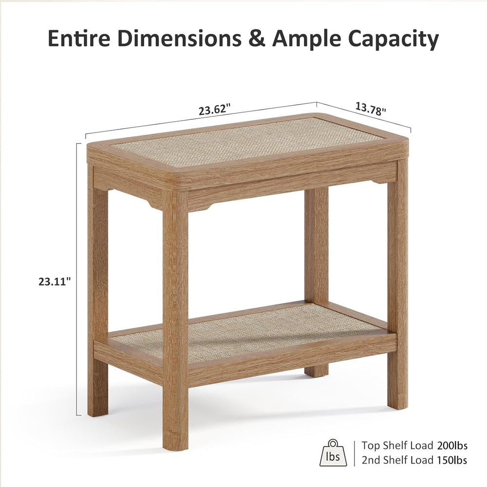 Eclatara Rattan Night Stand - Farmhouse 2 Tier End Table for Bedroom - Accent...