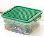 Toys Storage Organizer Bins for Lego, Building Blocks Storage with Building Baseplate Lid, Storage Containers for Building Brick Storage Plastic Stackable Organizer Bin Toy Chest