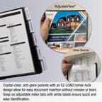 Ultimate Office AdjustaView 10-Pocket Desk Reference Organizer with Supplies Storage Base and EZ-Load Pockets to Hold 20 Sheets of Paper, Includes Fast Find Indexing Tabs, Black Pockets