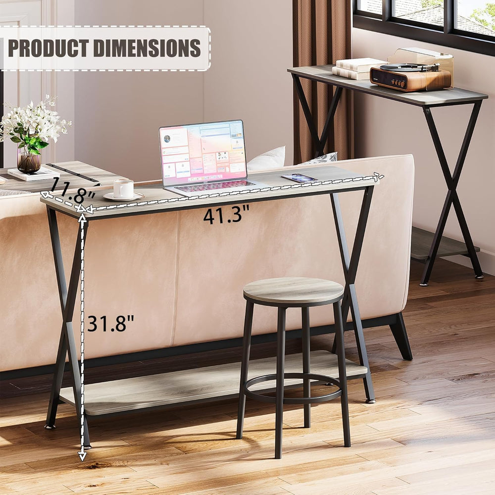 Console Table with Storage Shelf, Narrow Entryway Table, Behind Couch Tables,...