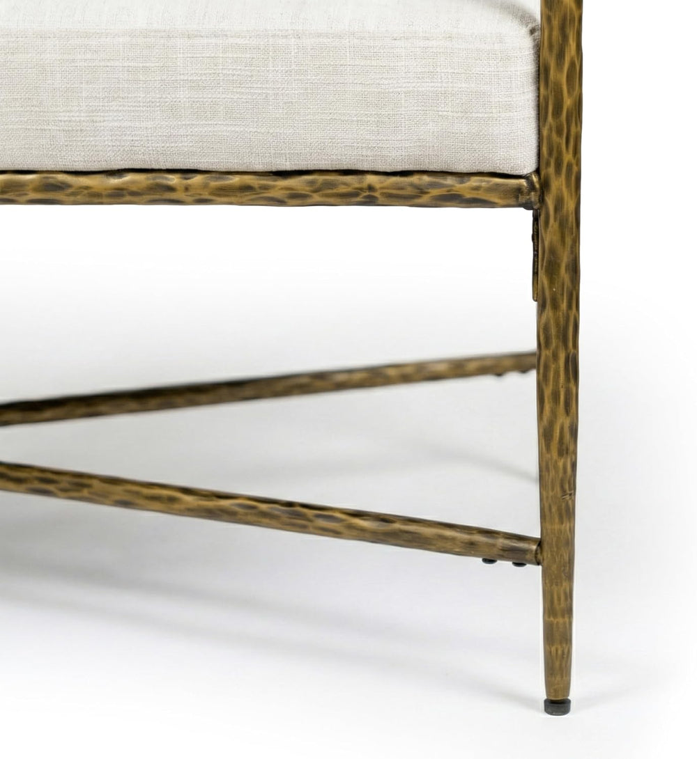 24/7 Shop at Home Lalia Upholstered 48-inch Metal Bench with Padded Roll Arms...