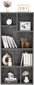 VECELO 42" Contemporary Bookshelf, 7 Cube Organizer Bookcase,Fits Tallest Hardcovers, Horizontal Available,Floor Standing Display,Easy Assembly, Modern Gray