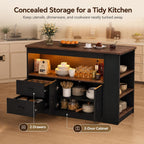Kitchen Island Table with Storage, Large Kitchen Island with LED Light, Counter Height Table for Kitchen, Dining Room, Coffee Bar