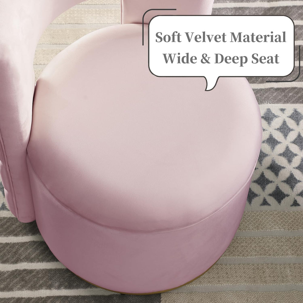 Swivel Chair with Storage for Living Room, Round Velvet Vanity Chair with Tuf...