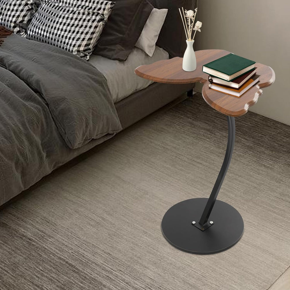 C-Shaped End Table, Butterfly Shaped Sofa Side Table with Metal Frame, Modern...