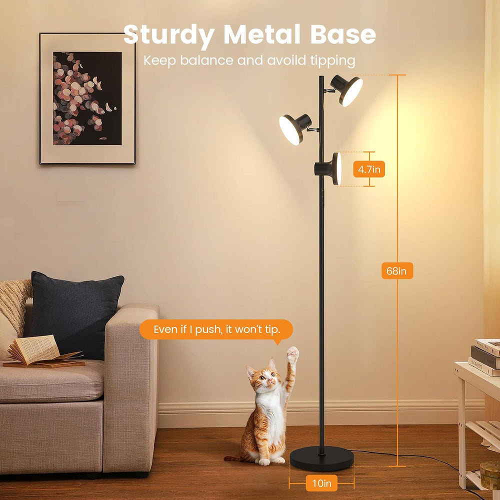 SIBRILLE 36W LED Tree Floor Lamp, Modern Dimmable Standing Lamp with Remote &...