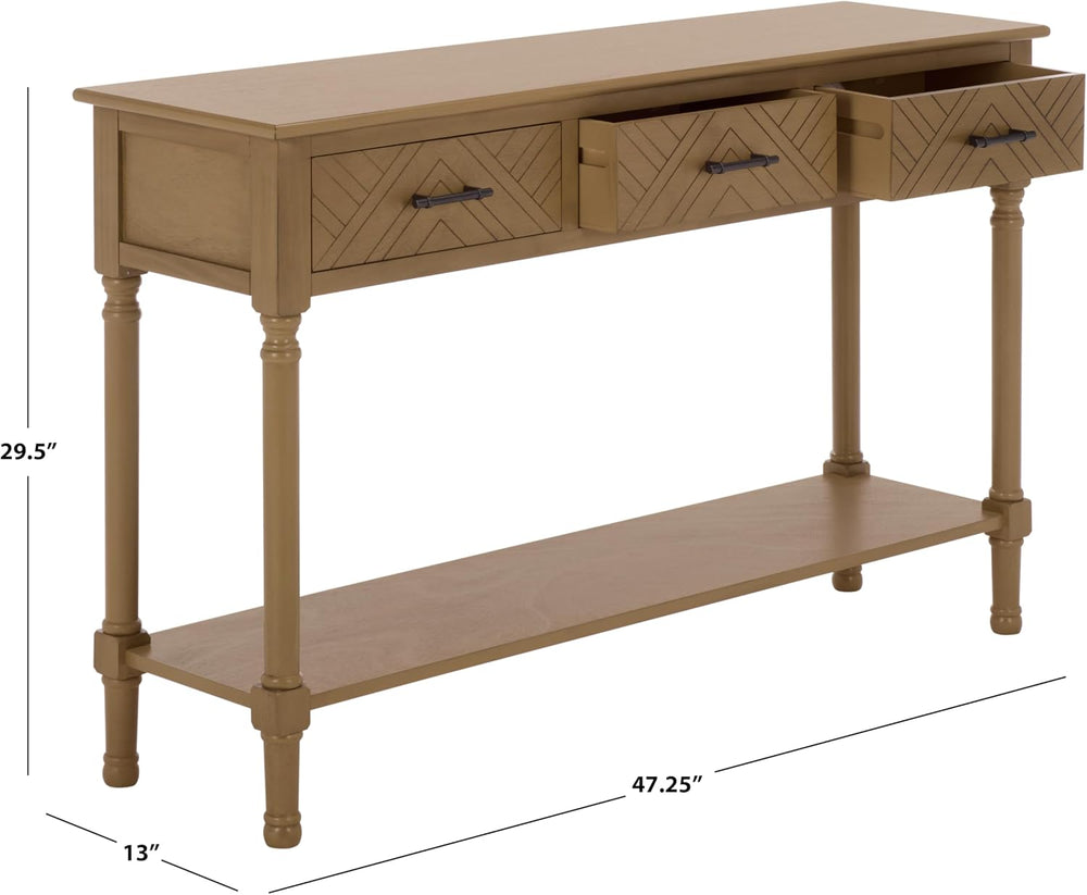 SAFAVIEH Home Collection - Peyton Desert Brown Console Table with 3 Drawers a...