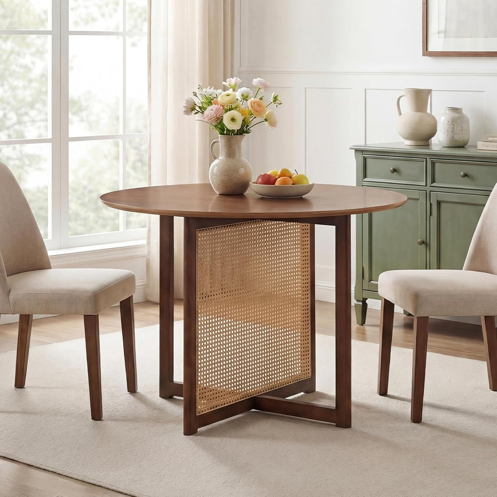 Giantex 37.5" Round Dining Table for 2-4, Farmhouse Kitchen Table with S...