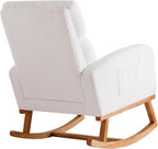 HCHAIRH Rocking Chair Nursery with Foot Rest, Nursing Rocking Chairs for Mom Nursery, Teddy Rocker Glider with High Backrest for Living Room, Bedroom, White