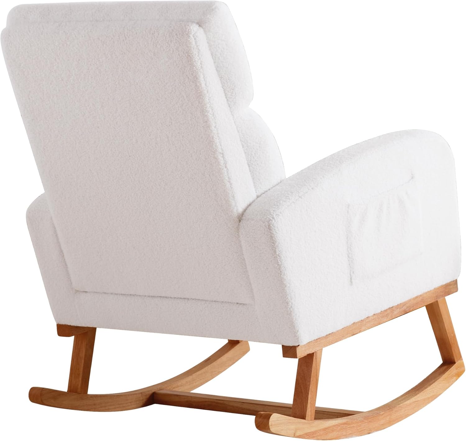HCHAIRH Rocking Chair Nursery with Foot Rest, Nursing Rocking Chairs for Mom Nursery, Teddy Rocker Glider with High Backrest for Living Room, Bedroom, White