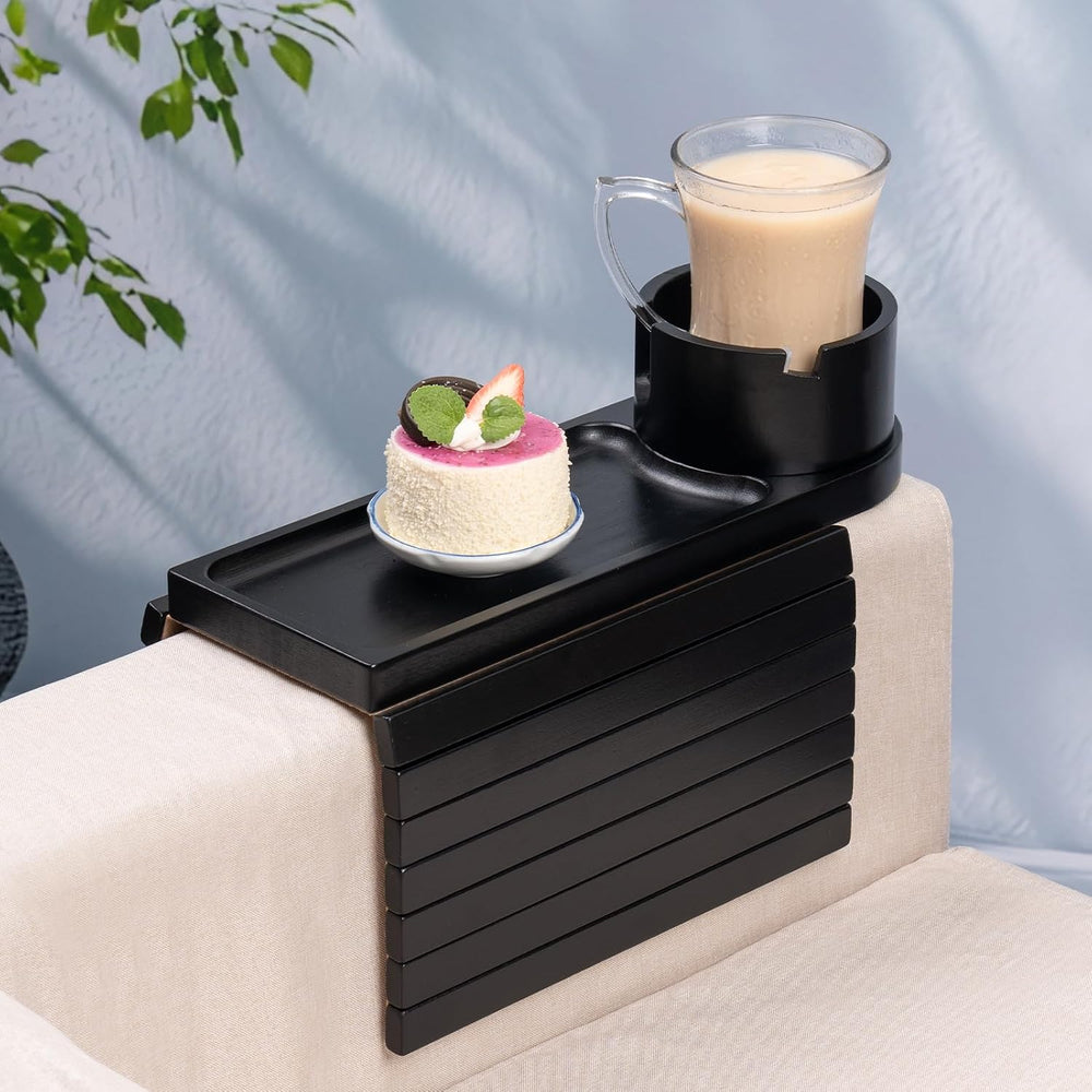 Couch Cup Holder for Armrests Over 4.9" Wide with 360° Phone Stand Black...