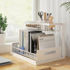 REALINN Under Sink Organizer, Pull Out Cabinet Organizer 2 Tier Slide Out Sink Shelf Cabinet Storage Shelves, Storage for Kitchen Bathroom, White, 2 Pack