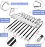 Upgrade 9 Layers Pants Hangers Space Saving, 2 Pack Multifunctional Pants Rack Non Slip Stainless Steel Clothes Space Saver Hangers Closet Organizers Storage for Pants Jeans Leggings, Creamy White