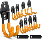 3-H Garage Wall Hooks 10 Pack, Garage Hooks Heavy Duty with Extra Welding Spots, Wall Storage Organizer for Hanging for Garden, Lawn, Yard (Orange)