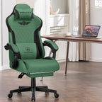 GTPLAYER Gaming Chair, Video Game Chairs with Footrest and Lumbar Support, Computer Chair for Adults with Extended Backrest, Ergonomic Reclining Silla Gamer, Fabric, Green