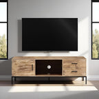 TV Stand for 55/60 Inch TV, Modern Wood Entertainment Center with Storage, 52" Media Console Table with 2 Drawers & Door Cabinet, Television Stands for Living Room & Bedroom (Rustic Brown)