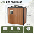 6x4 Ft Outdoor Metal Shed, Storage Garden Shed with Triple Lockable Doors & Vent, Multi-Used Shed for Backyard, Patio, Lawn and Tool & Bicycle Storage