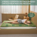 MAXYOYO Futon Mattress, Padded Japanese Floor Mattress Quilted Bed Mattress Topper, Extra Thick Folding Sleeping Pad Breathable Floor Lounger Guest Bed for Camping Couch, Green, Full
