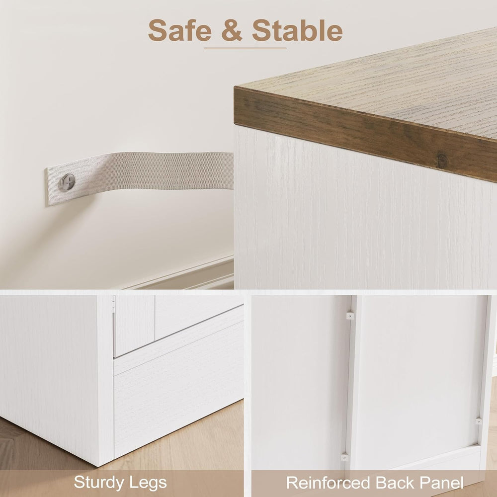 Buffet Cabinet with Storage, 55" Large Sideboard Storage Cabinet with Dr...