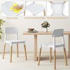 Giantex Modern Dining Chairs Set of 4, Plastic Dining Side Chair Set w/Sturdy Wooden Legs, Wide Seat & Ergonomic Backrest, Armless Kitchen Chairs for Dining Room Living Room Restaurant Cafe (White)