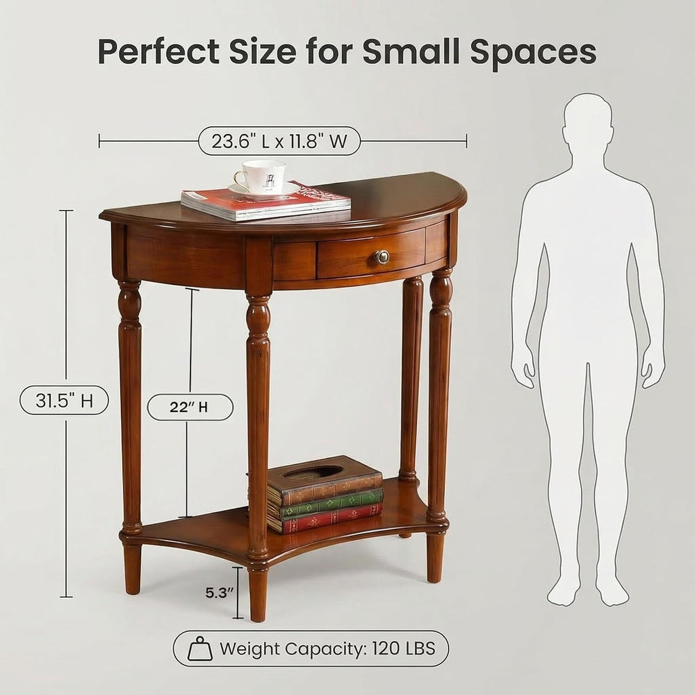 Half Moon Table, Table Solid Wood with Drawer Half-Moon Porch Side, Entryway ...