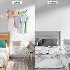 Wall Mounted Drying Rack 31.5", Foldable Clothes Drying Rack with 6 Towel Hooks and 5 Rods for Hanging Clothes, Space Saving Laundry Rack for Indoor Outdoor Bathroom Balcony Laundry Room(31.5")