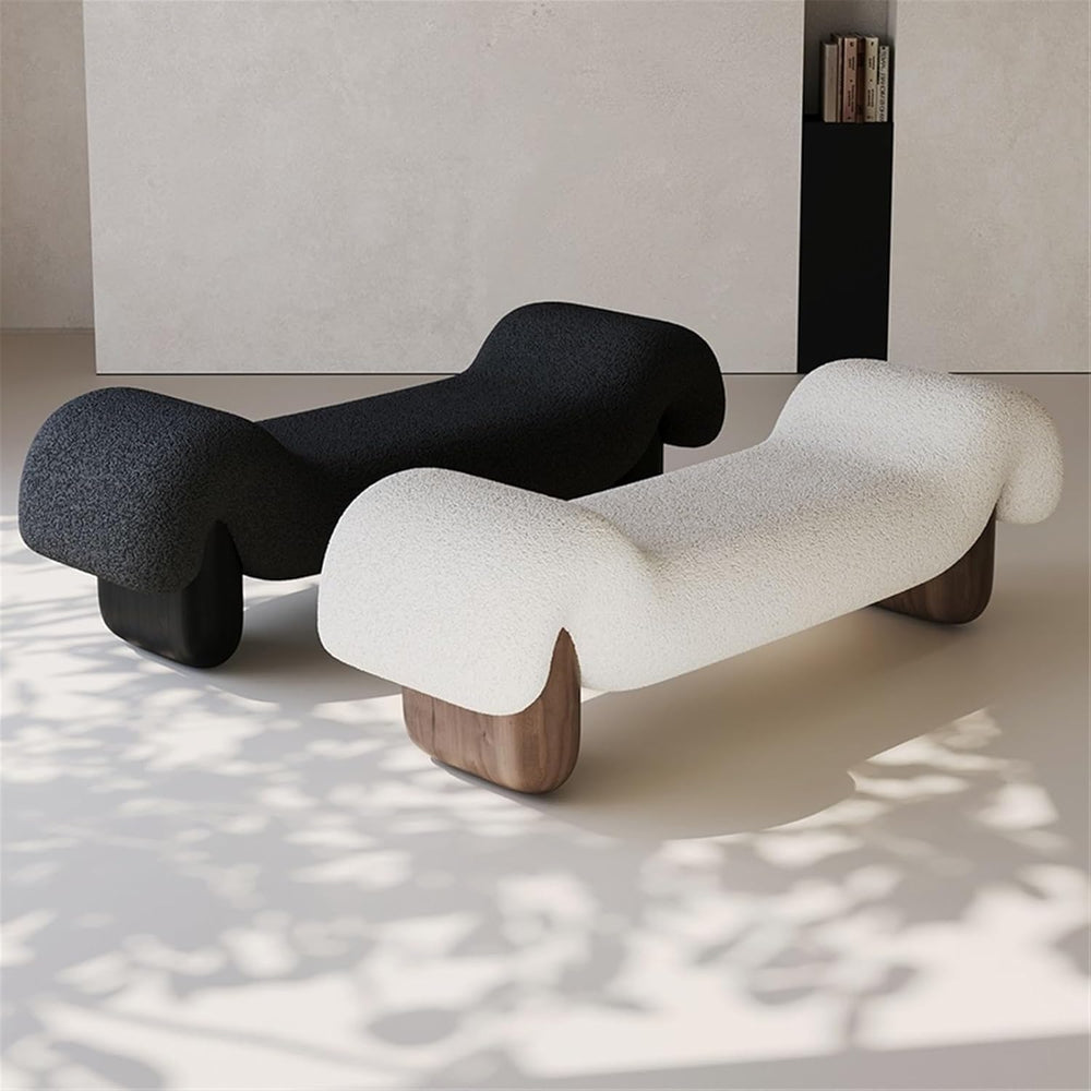 Modern White Wooden and Fabric Sofa Stool Retro Style for Changing Shoes Bedr...