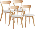 Wood Louis Dining Chairs Set of 4 100% Natural Solid Wood Home Kitchen Upholstered Chairs with Curved Backrest and Soft Padded Seat
