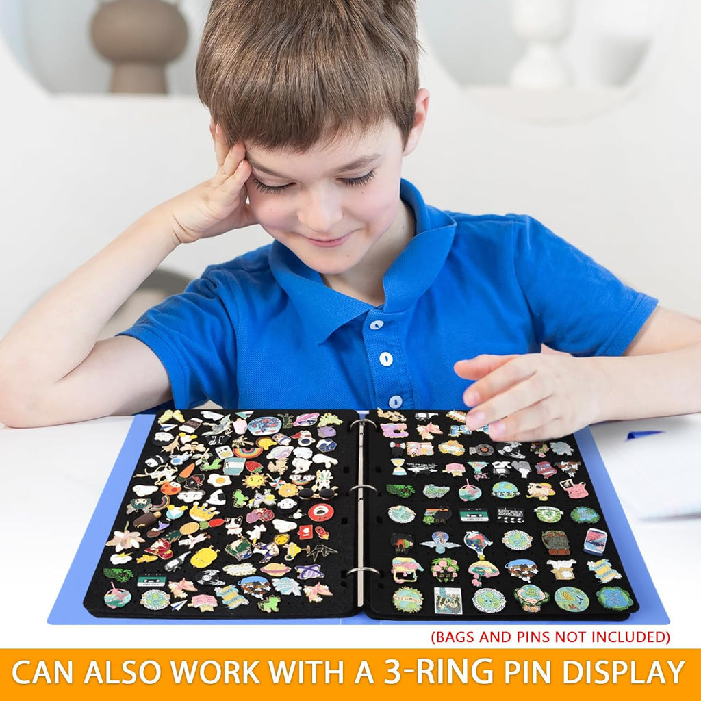Enamel Pin Display Pages,Creative Pin Collection with 8 Flip-Pages,Fit in Any 3-Ring or 4-Ring Binder,Designed to Easily Trade & Display Enamel Pins (Pins Not Included)
