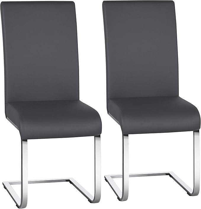 Yaheetech Dining Chairs Set of 2 Modern Faux Leather Upholstered Dining Room ...