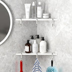 Shower Corner Shelf 304 Stainless Steel Shower Caddy 2 Tier Shower Organizer Niche Extra 6 Hangers Shelves 40 lbs Large Capacity Bathroom Storage for Inside Anti-Rust Drilling Installation(White)