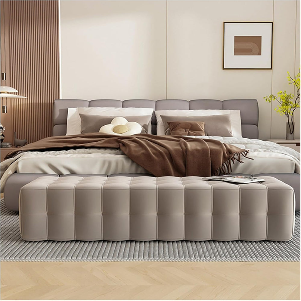 Modern Tufted Ottoman Bench, Upholstered Bedroom Benches Footrest Stool Accen...