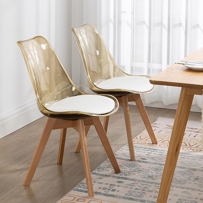 Clear Dining Chairs Set of 2, Modern Acrylic Dining Chair Kitchen Chairs with...