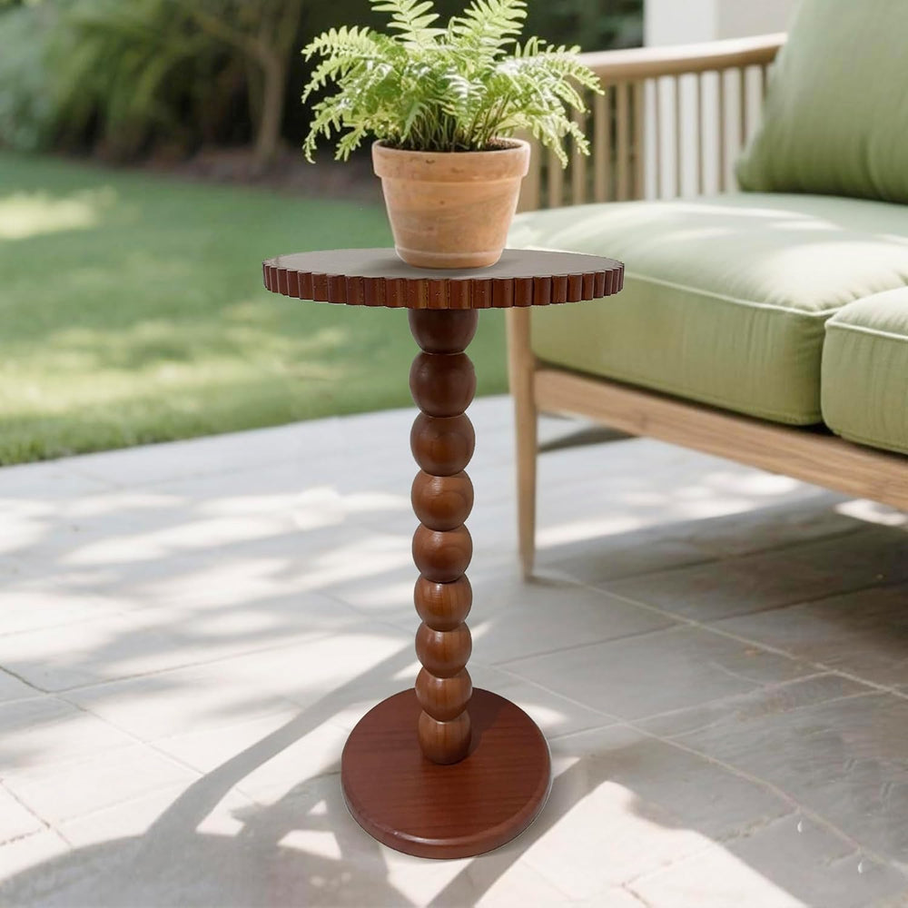 Slot Edge Round Side Table - Small Space Accent Table w/Solid Wood Leg - 12&q...