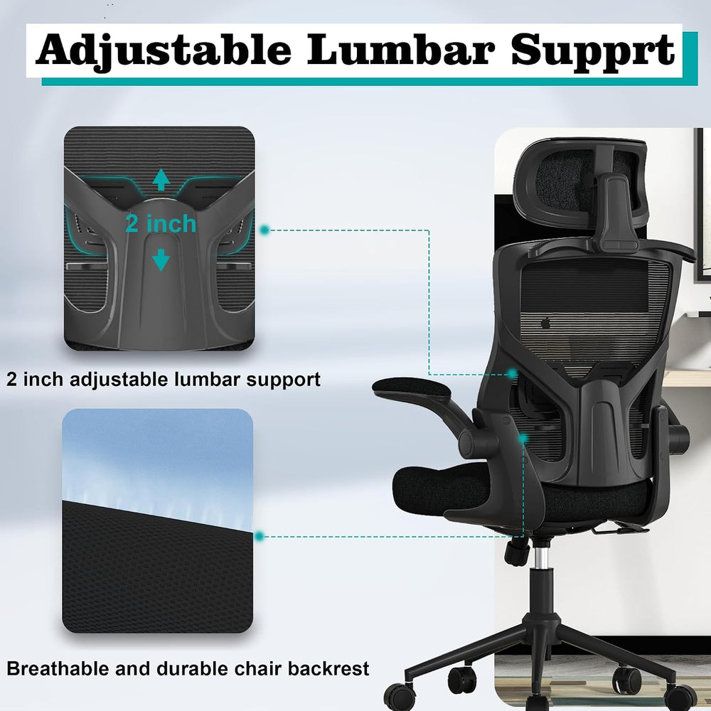 Ergonomic Office Chair, High Back Mesh Computer Chair with Molded Foam Cushio...