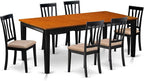 East West Furniture QUAN7-BCH-C 7 Piece Dining Room Furniture Set Consist of a Rectangle Kitchen Table with Butterfly Leaf and 6 Linen Fabric Upholstered Chairs, 40x78 Inch, Black & Cherry