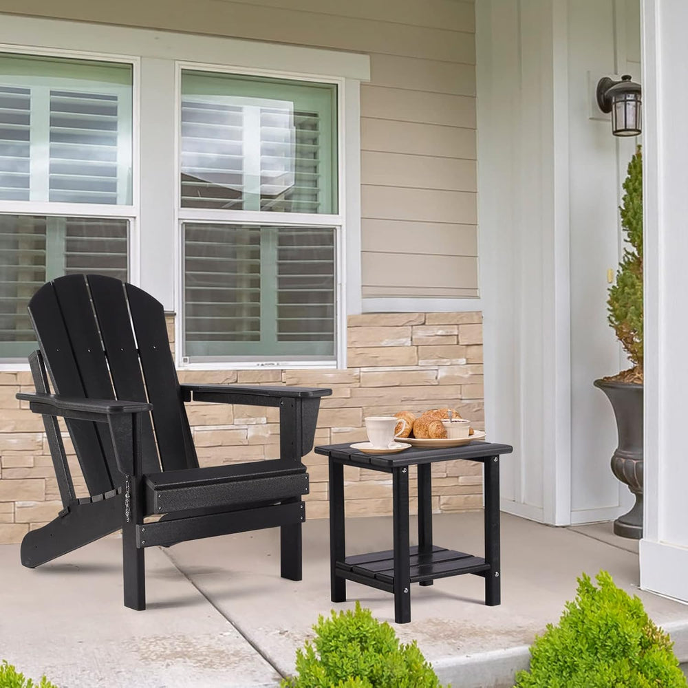 Apolimi Adirondack Outdoor Side Table, 2-Tier Sturdy Patio End Table Weather ...