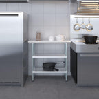 AmGood Stainless Steel Work Table with 2 Shelves | NSF | Metal Utility Table (36" Long x 14" Deep)
