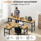 96”L-Shaped Heavy Duty Work Bench, Heights Adjustable Workbench, 5000 LBS Load Capacity, Work Benches for Garage with Power Outlet & Pegboard, Rubber Wood Work Table for Office, Workshop, Home