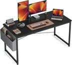 Cubiker Computer Desk 63 inch Home Office Writing Study Desk, Modern Simple Style Laptop Table with Storage Bag, Black