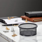 Black Metal Paper Clip Holder Mesh Paperclip Bowl Binder Clip Dispenser Desk Bobby Pin Container Organizer for Home Office Classroom School Desk Supplies Holders
