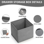 3 Pcs Dresser Drawer Organizers, Collapsible Sock and Underwear Drawer Organizer for Clothes Underwear Socks Clothing Bra Storage Basket Bins(1 Large, 2 Small)(Grey)