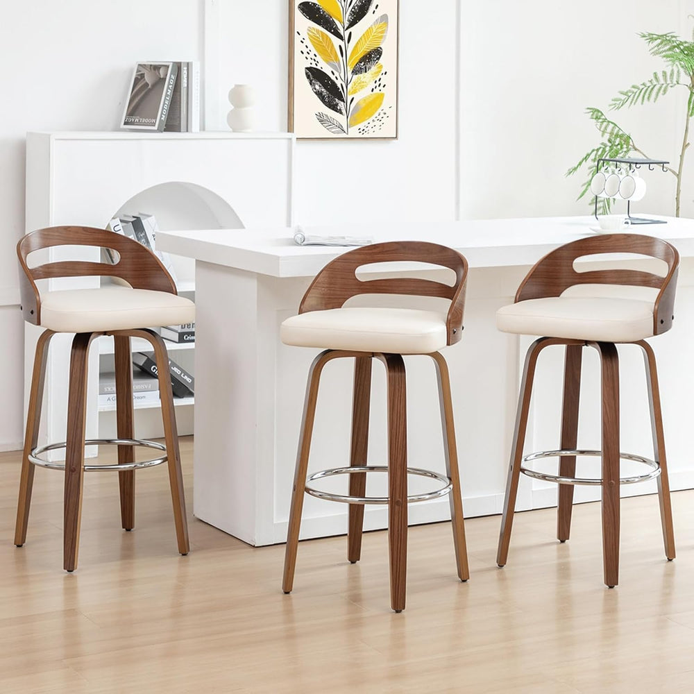 Counter Height Bar Stools, Mid Century Counter Stools with Walnut Finish | Na...