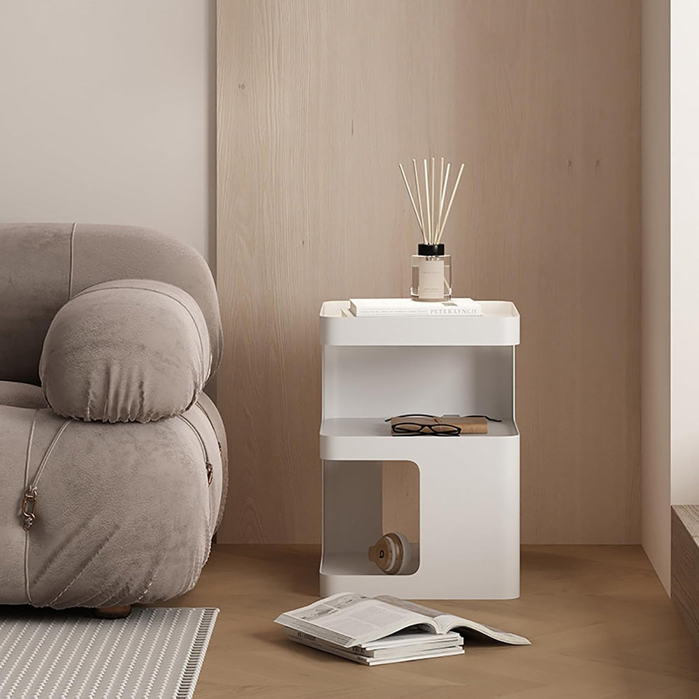 Modern Side Table for Couch, End Tables for Small Spaces, Metal nightstand, A...