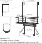 KES Over The Door Ironing Board Holder, Ironing Board Hanger Door Mount with Storage Shelf Y and T Shaped Fits for 1 3/8 Doors Matte Black, HIR501A-BK