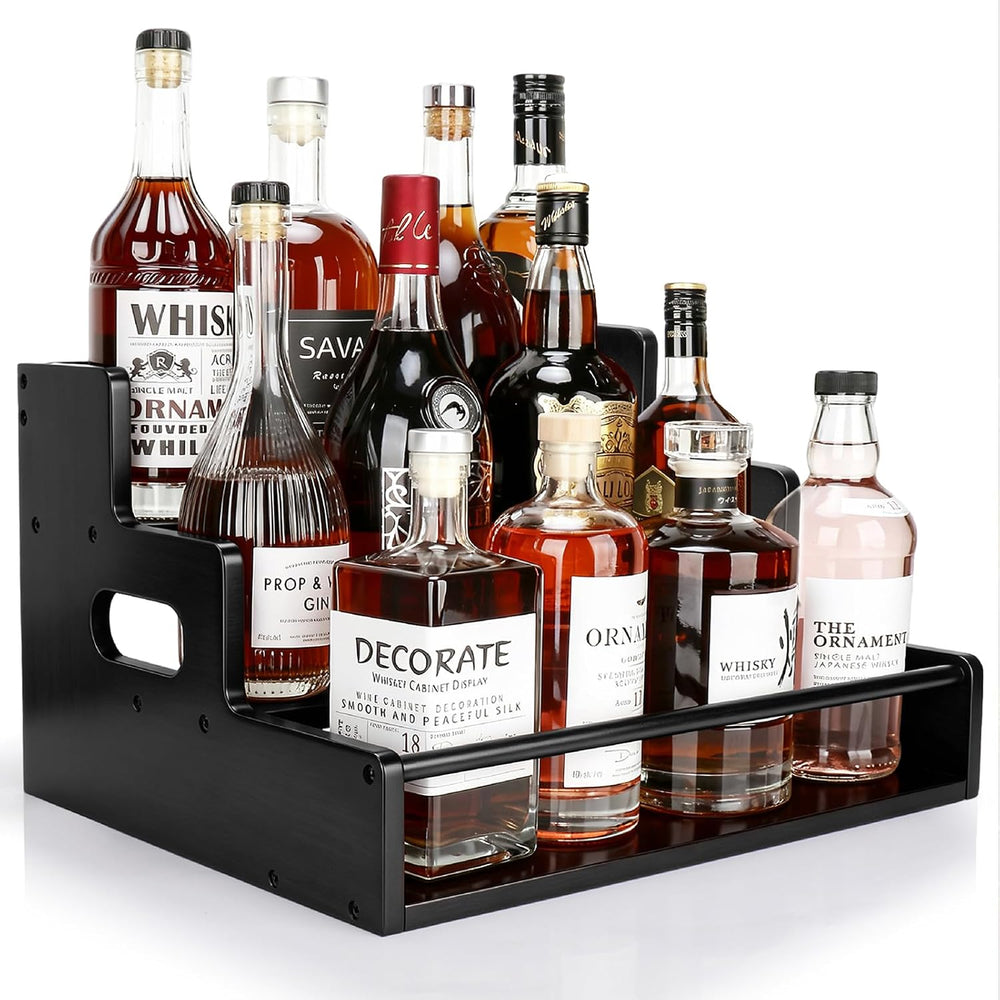 Liquor Bottle Display Shelf, 3 Step Countertop Liquor Wine Rack | Coffee Syru...
