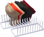 Hat Organizer for Baseball Caps - 2 Pack Space Saving Hat Stand Hold 20 Caps - Premium Metal Hat Rack for Baseball Caps Display & Organizer - No Install Hat Holder for Closet