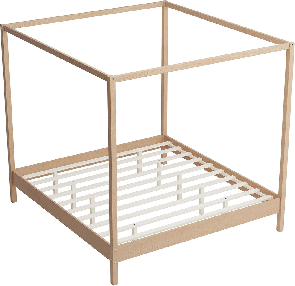 LUMISOL King Size Canopy Bed Frame, Solid Wood 4 Poster Canopy Platform Bed F...