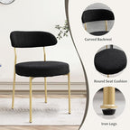 3-Piece 23.6" Round Dining Table Set for 2 with Upholstered Chairs – Space-Saving Modern Small Kitchen Cafe Bistro Set(Black Boucle Chair)